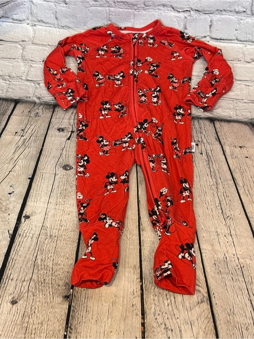 Fletch Valentines Mickey and Minnie Bamboo Zippie Romper